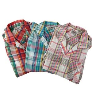 Carriage Court Womens Plaid Button Down Shirt Set M Multi Color Vintage Retro